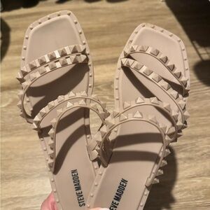 Steve Madden Tan Studded Slide Sandals